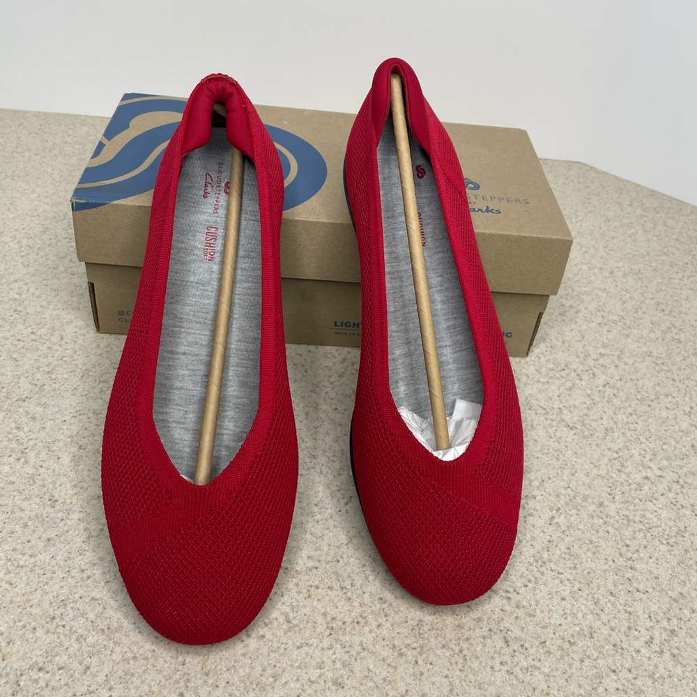 Clarks Cloudstepper Carly Wish Red Flats Size 8W